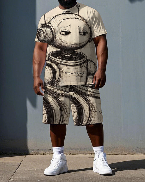 Big & Tall Graphic T-Shirt Shorts Set for big men view 1