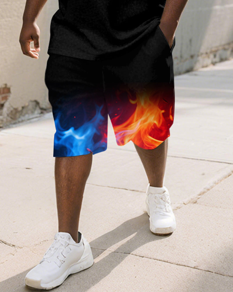 Big & Tall Gradient Graphic T-Shirt Shorts Set for big men view 3