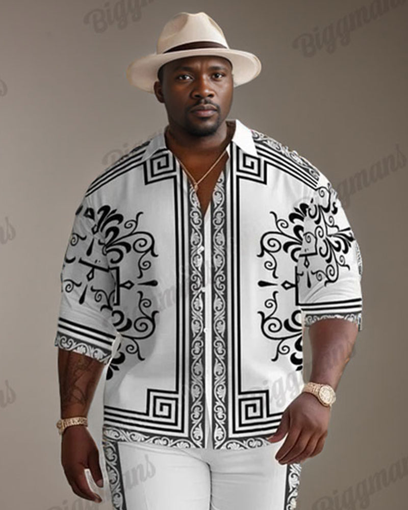Big & Tall White Vintage T-Shirt Pants Set for big men view 2