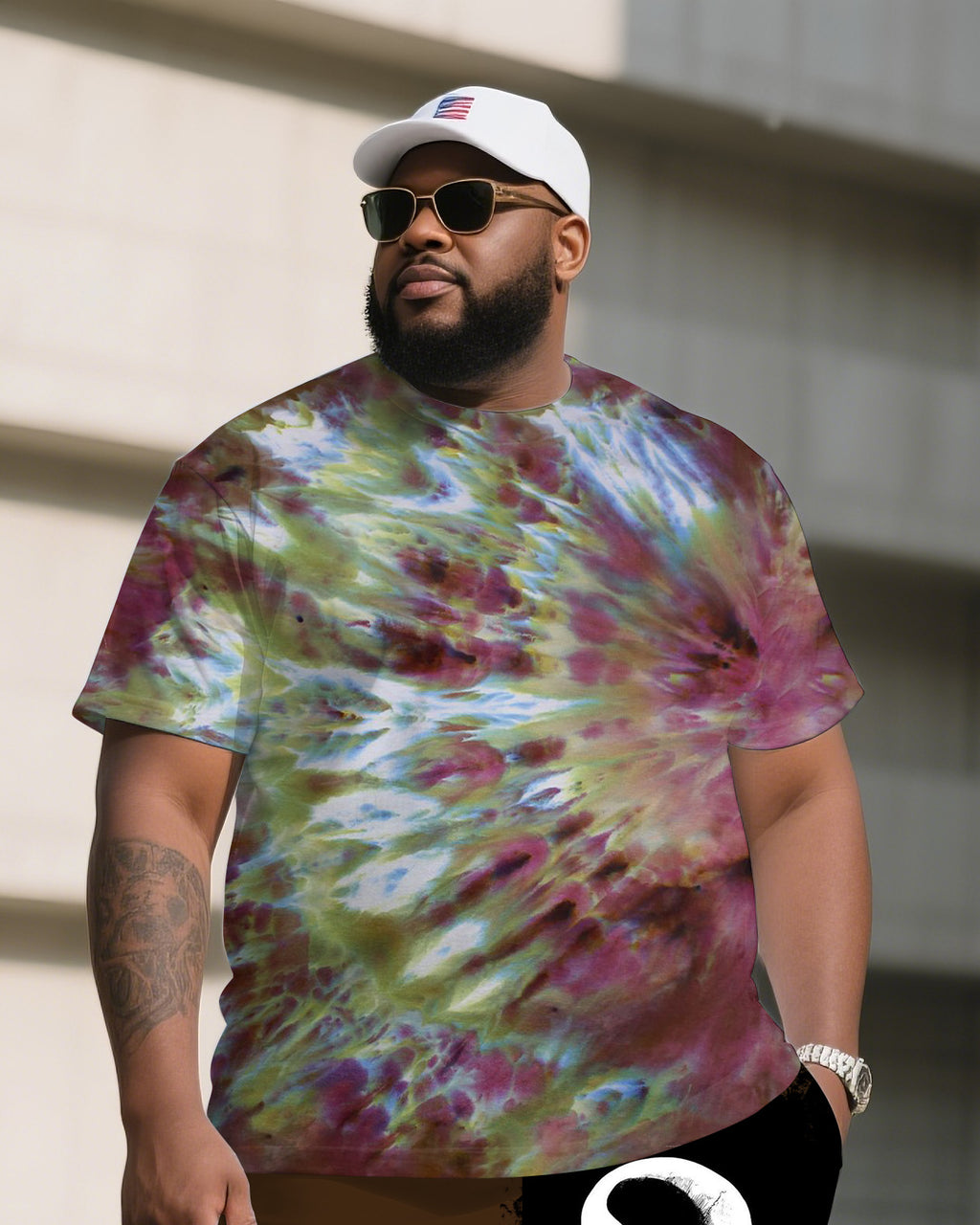 Big & Tall Graphic T-Shirt Shorts Set for big men view 1