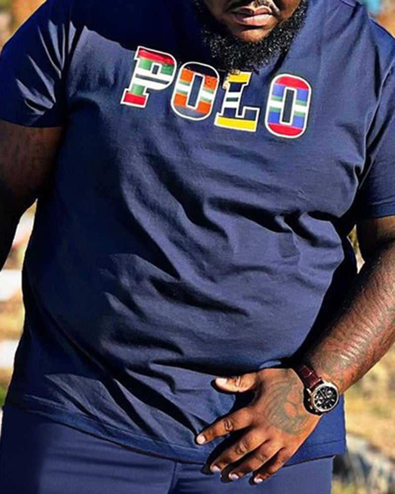 Big & Tall Graphic Streetwear T-Shirt Shorts Set for big men view 3