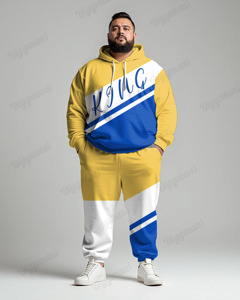 Big & Tall Colorblock Graphic Hoodie Sweatpants Set for big men view 1