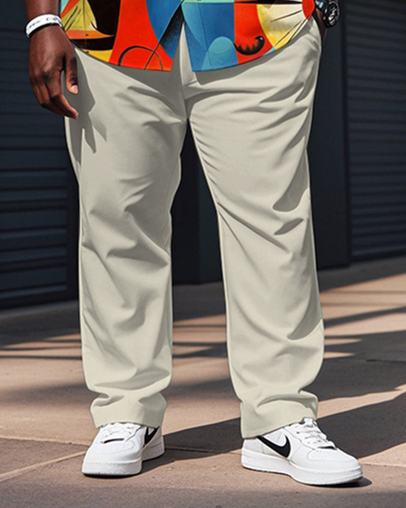 Big & Tall Colorblock Geometric T-Shirt Pants Set for big men view 3