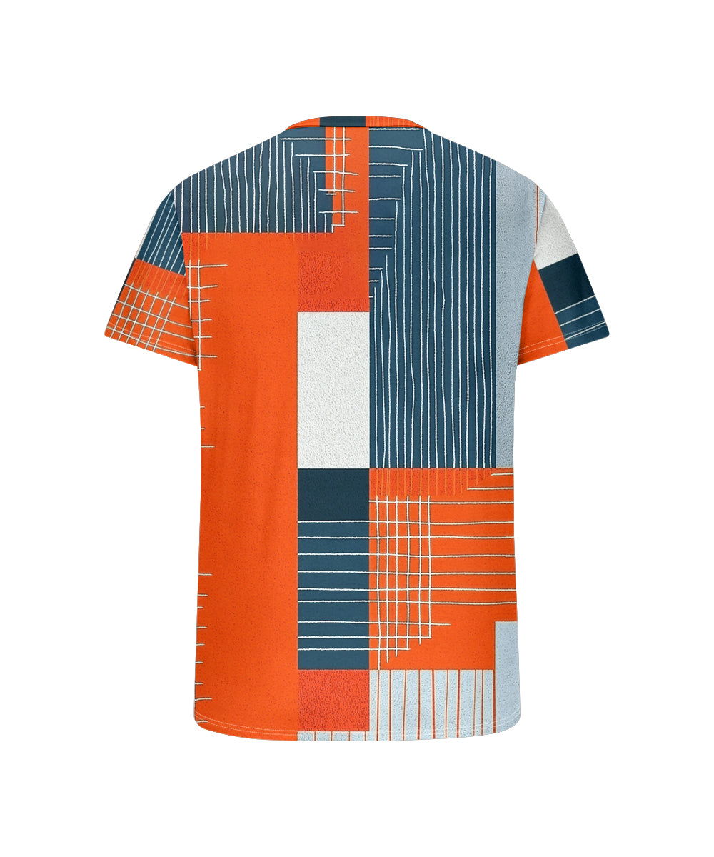 Big & Tall Orange Geometric Striped T-Shirt for big men view 5