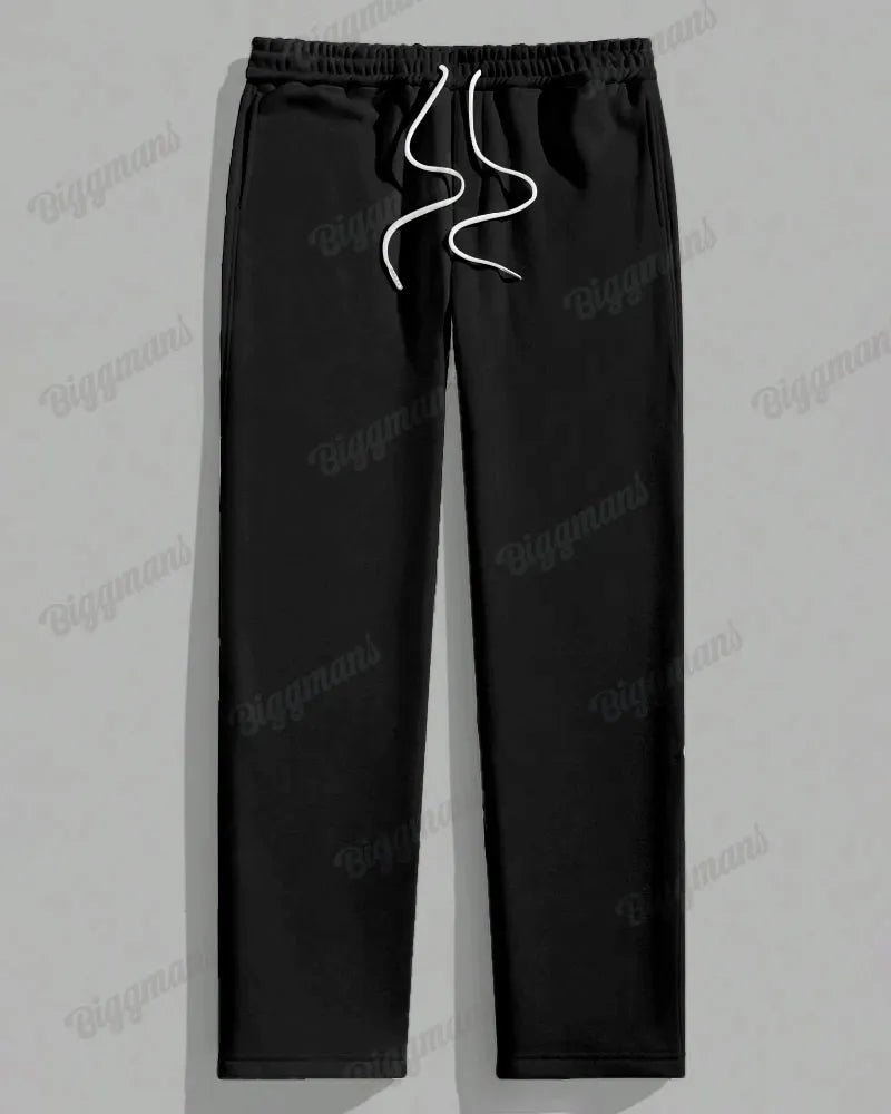 Big & Tall Black Khaki Colorblock T-Shirt Pants Set for big men view 3