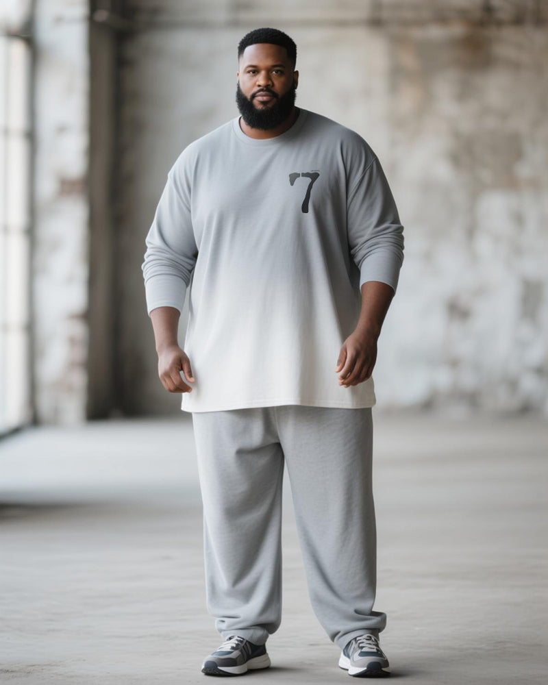 Big & Tall Gray Gradient T-Shirt Pants Set for big men view 1