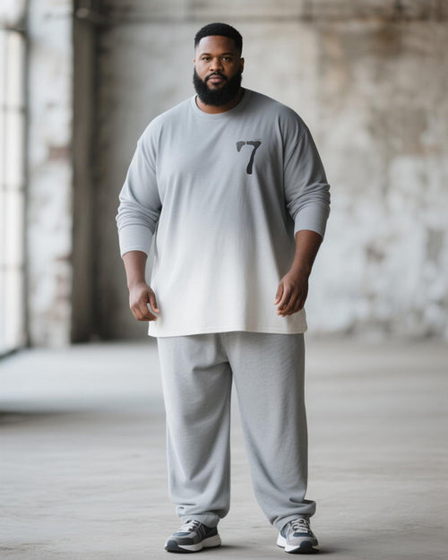 Big & Tall Gray Gradient T-Shirt Pants Set for big men view 1