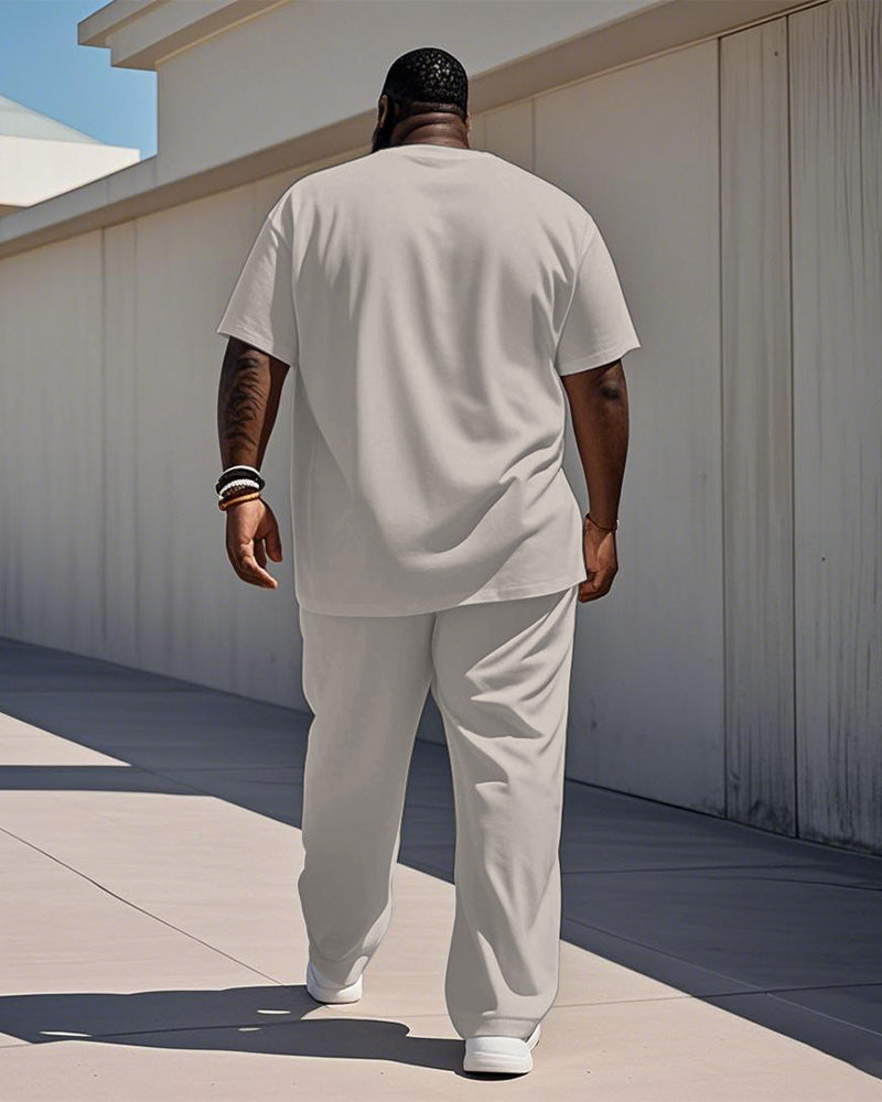 Big & Tall Striped T-Shirt Pants Set for big men view 4
