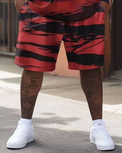 Big & Tall Geometric Graphic Streetwear Two-piece Set for big men view 4