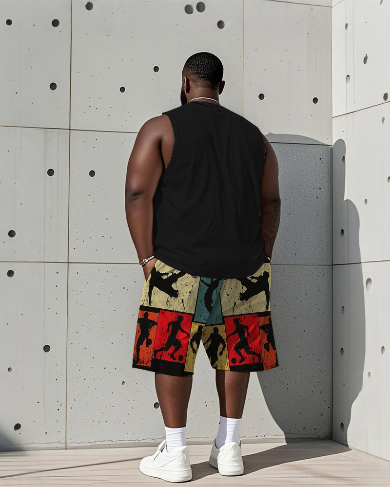 Big & Tall Black Colorblock Two-piece Set for big men view 4
