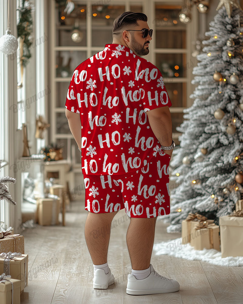 Big & Tall Red Graphic T-Shirt Shorts Set for big men view 2