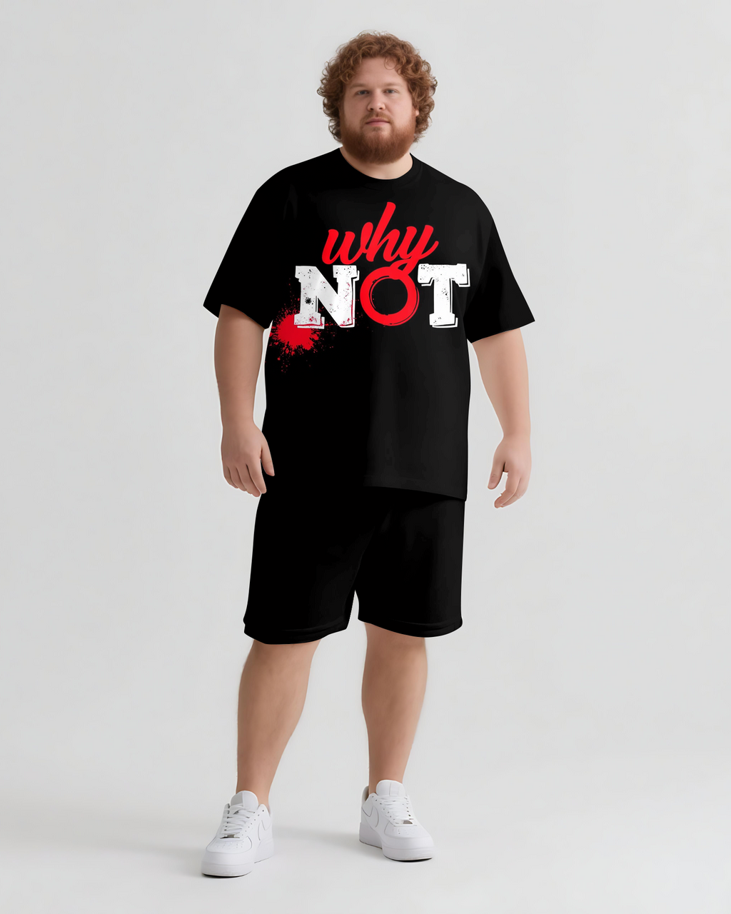 Big & Tall Streetwear T-Shirt Shorts Set for big men view 2