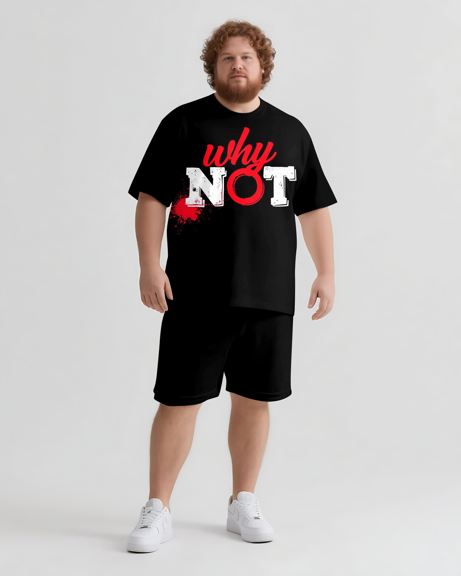 Big & Tall Streetwear T-Shirt Shorts Set for big men view 2