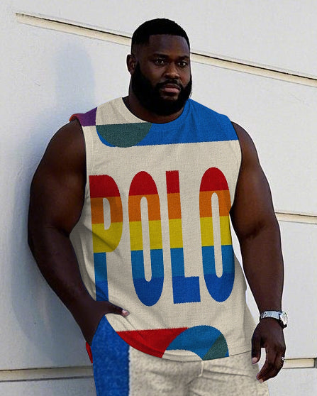 Big & Tall Colorblock Graphic Vest Pants Set for big men view 2