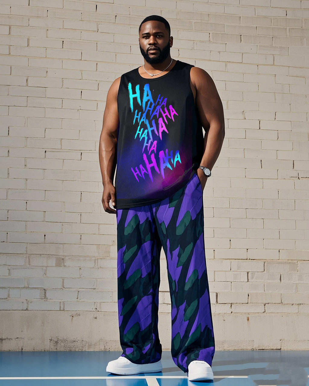 Big & Tall Gradient Vest Pants Set for big men view 1