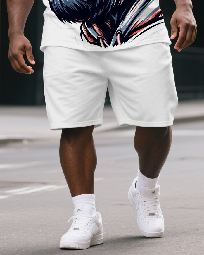 Big & Tall Graphic T-Shirt Shorts Set for big men view 3