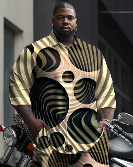 Big & Tall Gradient Geometric T-Shirt Pants Set for big men view 2