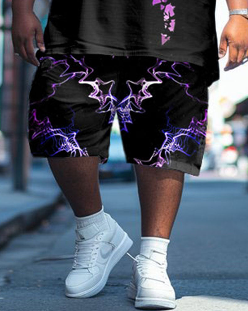 Big & Tall Graphic Streetwear T-Shirt Shorts Set for big men view 3