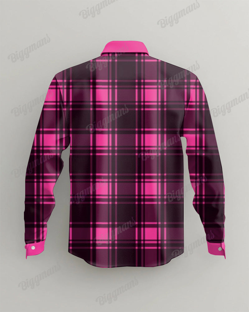 Big & Tall Black Pink Plaid Long Sleeve Shirt for big men view 3
