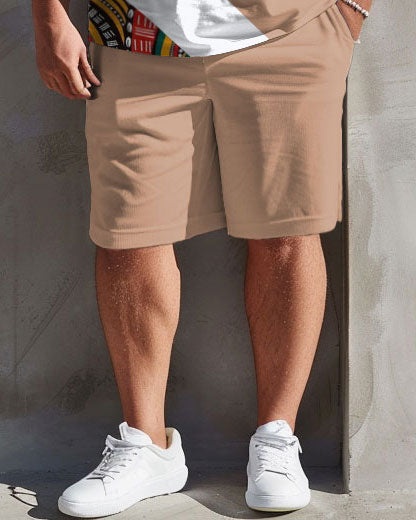 Big & Tall Geometric T-Shirt Shorts Set for big men view 3