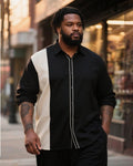 Big & Tall Black White Striped Long Sleeve Shirt for big men