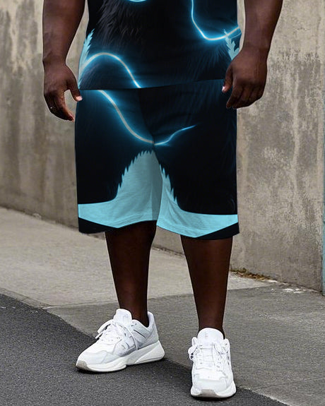 Big & Tall Streetwear T-Shirt Shorts Set for big men view 3