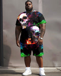 Big & Tall Graphic Graffiti T-Shirt Shorts Set for big men view 1