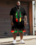 Big & Tall Black Juneteenth T-Shirt Shorts Set for big men view 2