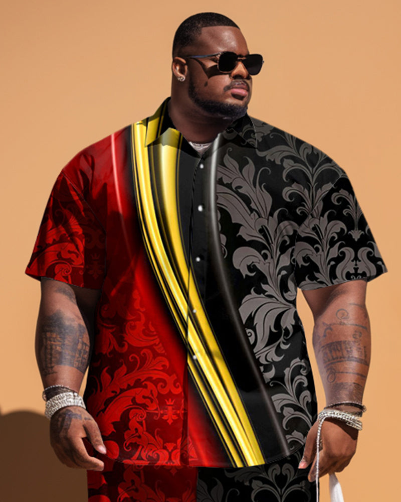 Big & Tall Colorblock T-Shirt Shorts Set for big men view 2