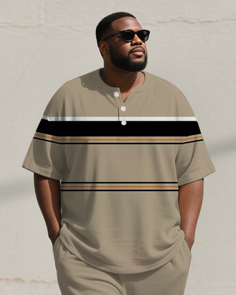 Big & Tall Khaki Graphic T-Shirt Pants Set for big men view 2