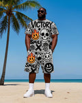 Big & Tall Graphic Streetwear T-Shirt Shorts Set for big men view 1