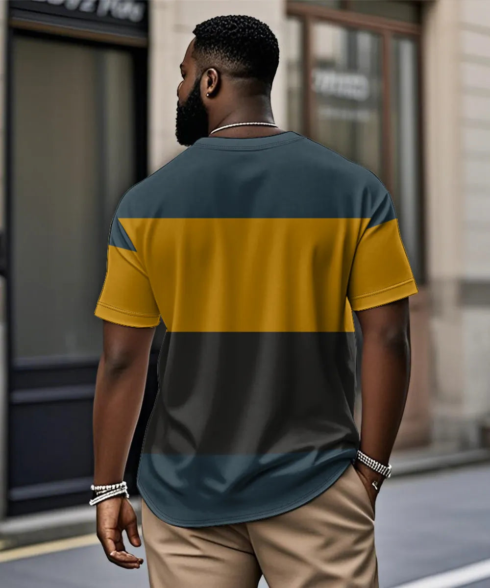 Big & Tall Blue Geometric Graphic T-Shirt for big men view 2