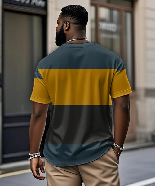 Big & Tall Blue Geometric Graphic T-Shirt for big men view 2