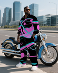 Big & Tall Geometric T-Shirt Pants Set for big men view 2
