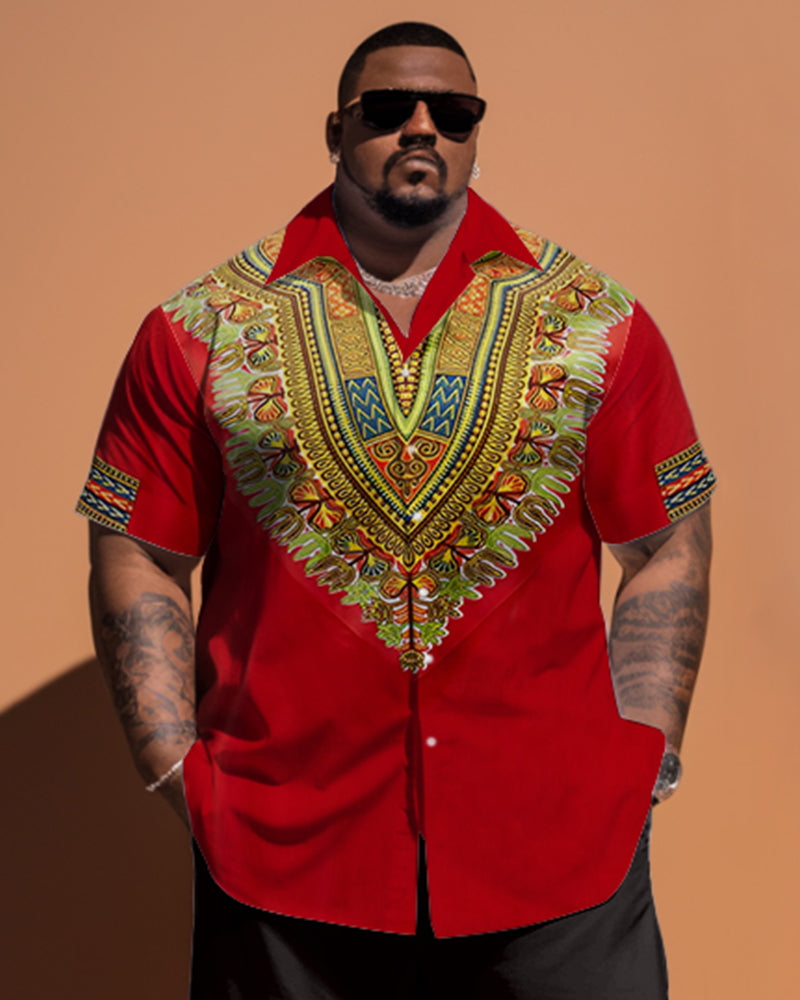 Big & Tall Colorblock Streetwear T-Shirt Shorts Set for big men view 2