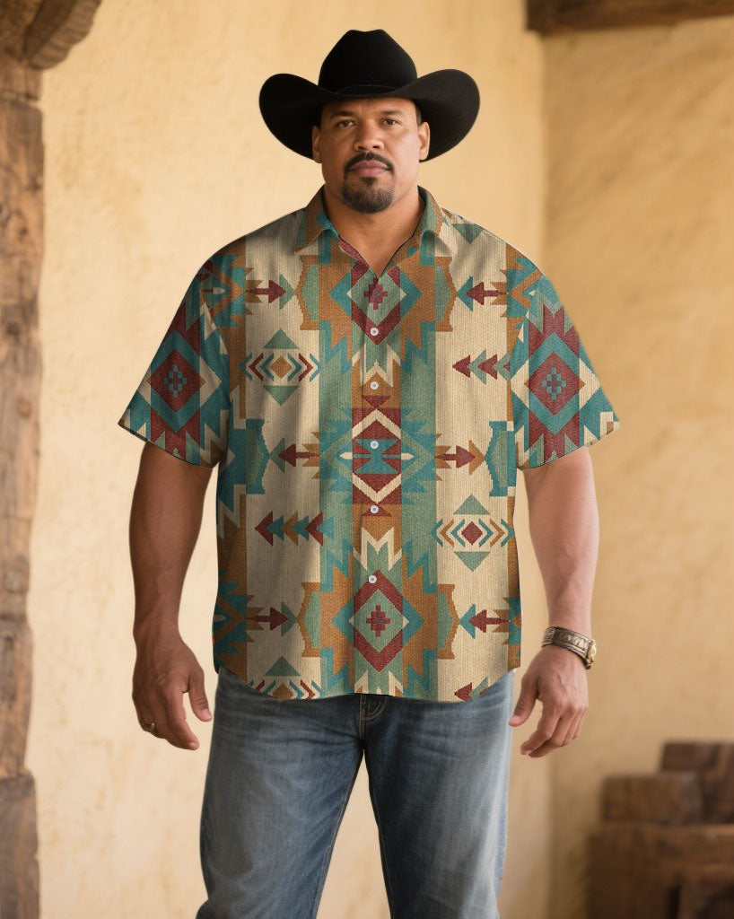Big & Tall Western Denim Graphic Short Sleeve Shirt for big men view 1