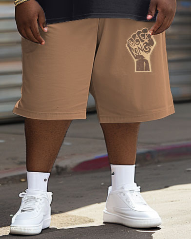 Big & Tall Black Juneteenth T-Shirt Shorts Set for big men view 3