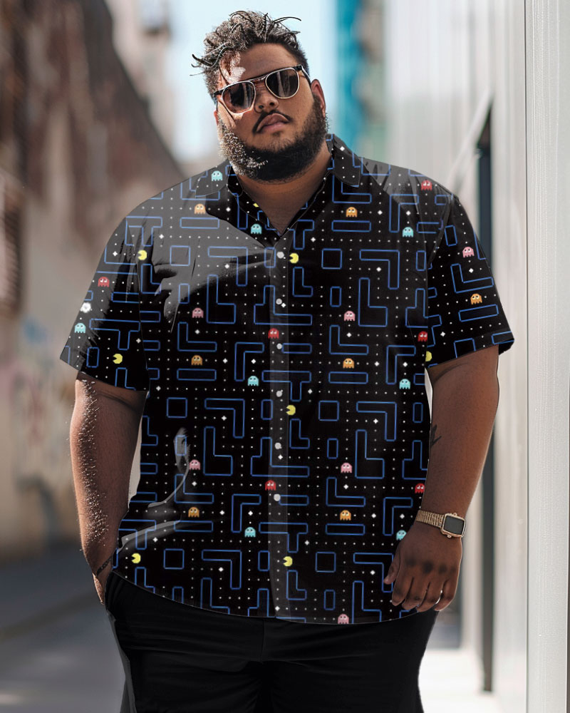 Big & Tall Geometric Short Sleeve Shirt for big men