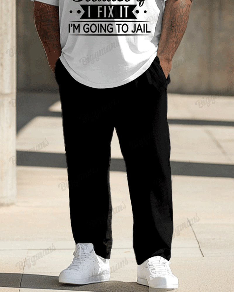 Big & Tall Graphic T-Shirt Pants Set for big men view 3