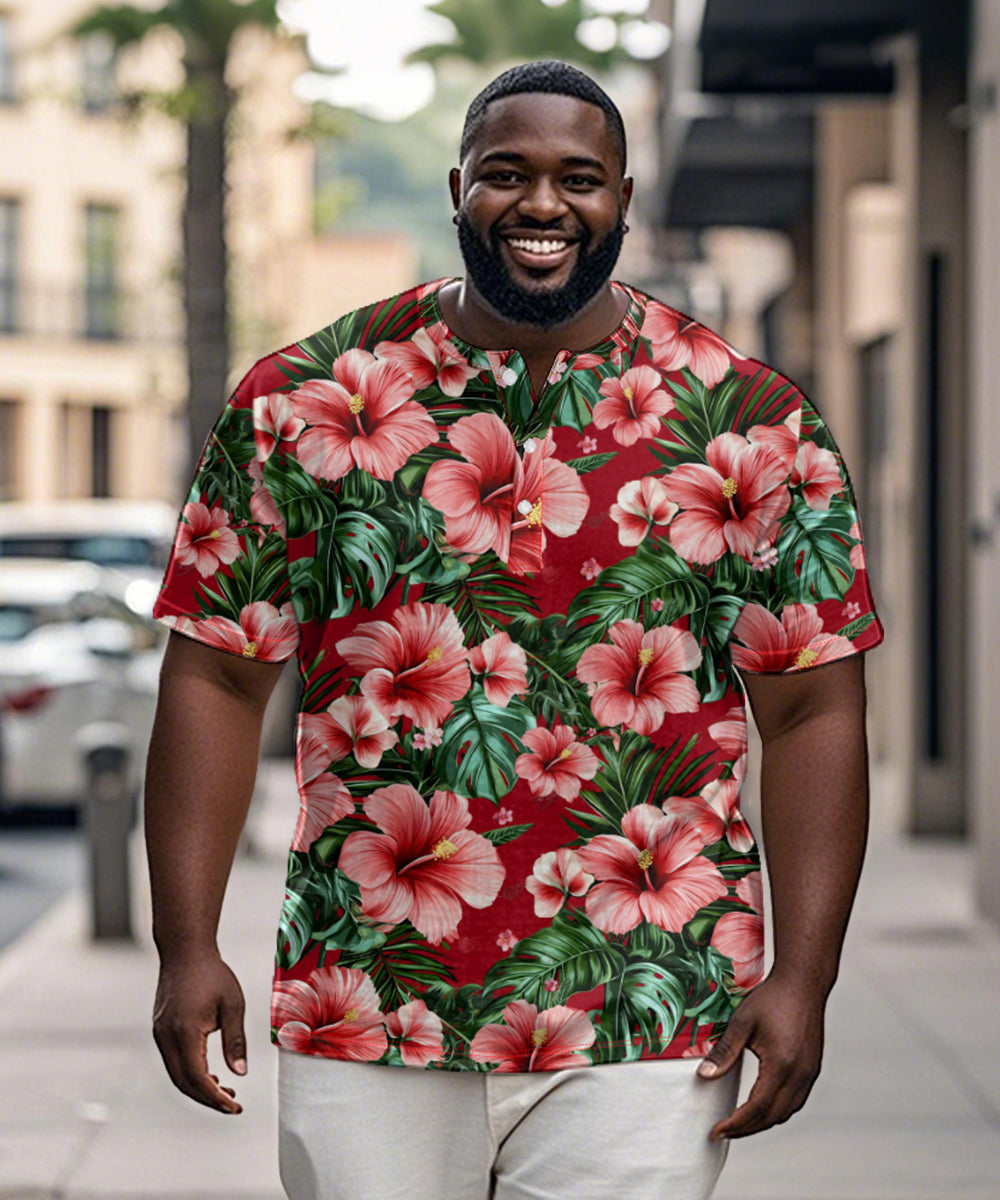 Big & Tall Red Hawaiian Graphic T-Shirt for big men view 3