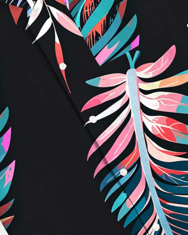 Big & Tall Tropical Graphic Short Sleeve Shirt for big men view 5
