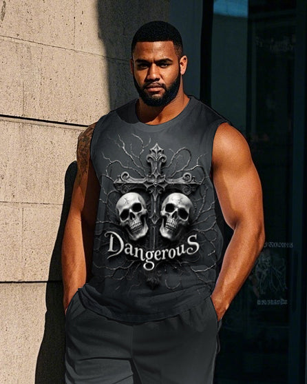 Big & Tall Gradient Graphic Streetwear Vest Pants Set for big men view 2