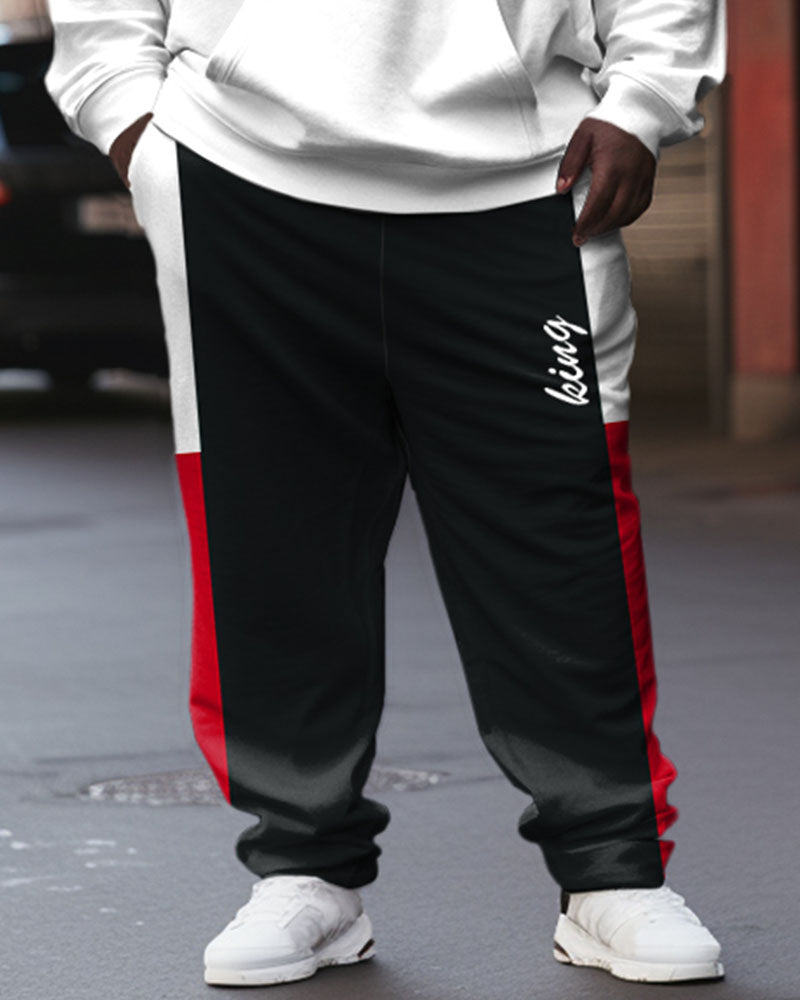 Big & Tall Colorblock Graphic Hoodie Sweatpants Set for big men view 3