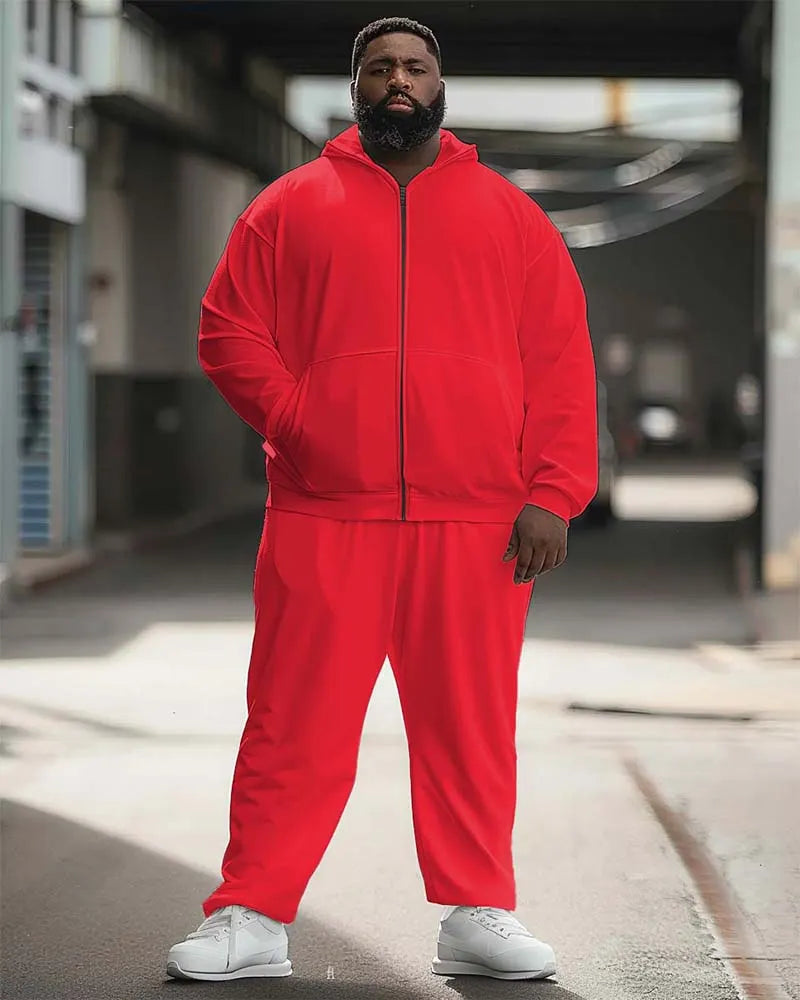 Big & Tall Solid Color Athletic Hoodie Sweatpants Set for big men view 12