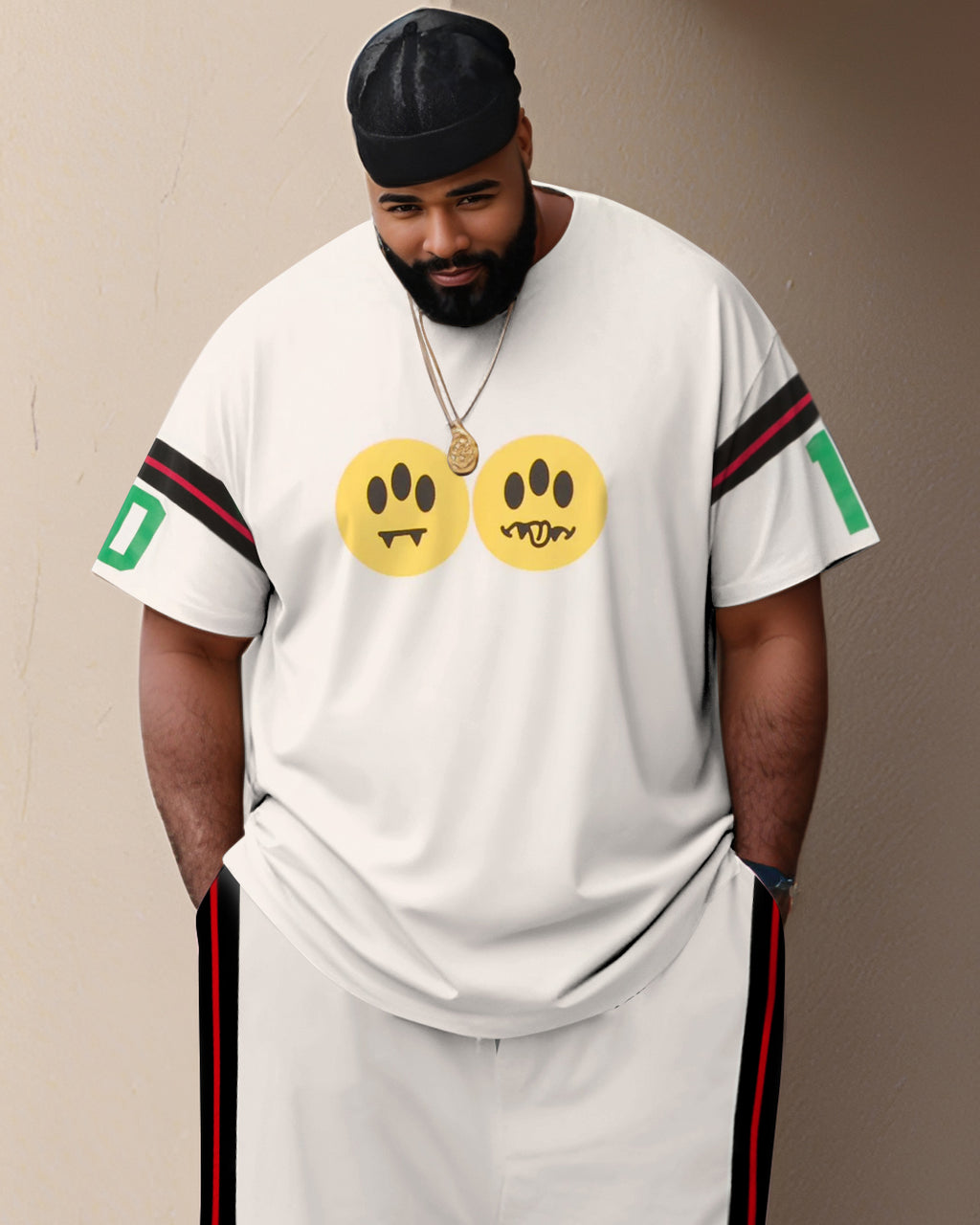 Big & Tall Striped T-Shirt Pants Set for big men view 2