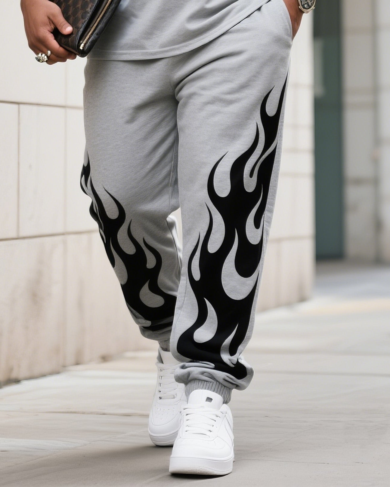 Big & Tall Graphic Streetwear T-Shirt Pants Set for big men view 3