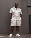 Big & Tall Solid Color T-Shirt Shorts Set for big men