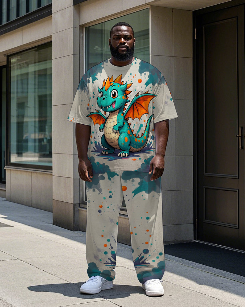 Big & Tall Splash Ink Streetwear T-Shirt Pants Set for big men view 1