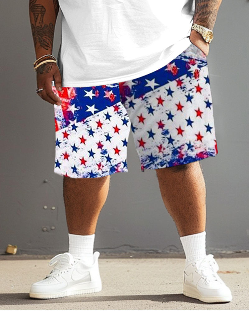 Big & Tall Graphic T-Shirt Shorts Set for big men view 4