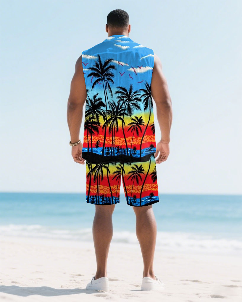 Big & Tall Hawaiian T-Shirt Shorts Set for big men view 4